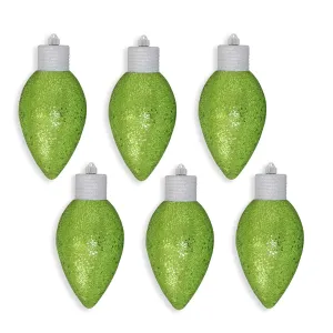 12" (300mm) Giant Commercial Shatterproof C9 Light Bulb Ornament, Lime, Case, 6 Pieces