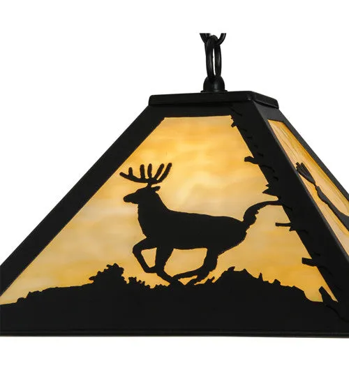 12"Sq Lone Deer Rustic Lodge Ceiling Pendant