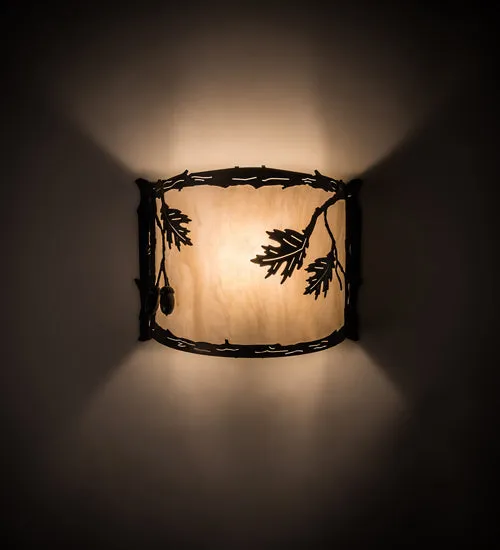 12"W Oak Leaf & Acorn Wall Sconce