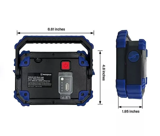2000 Lumen Rechargeable LED Work Light, 2 Pack