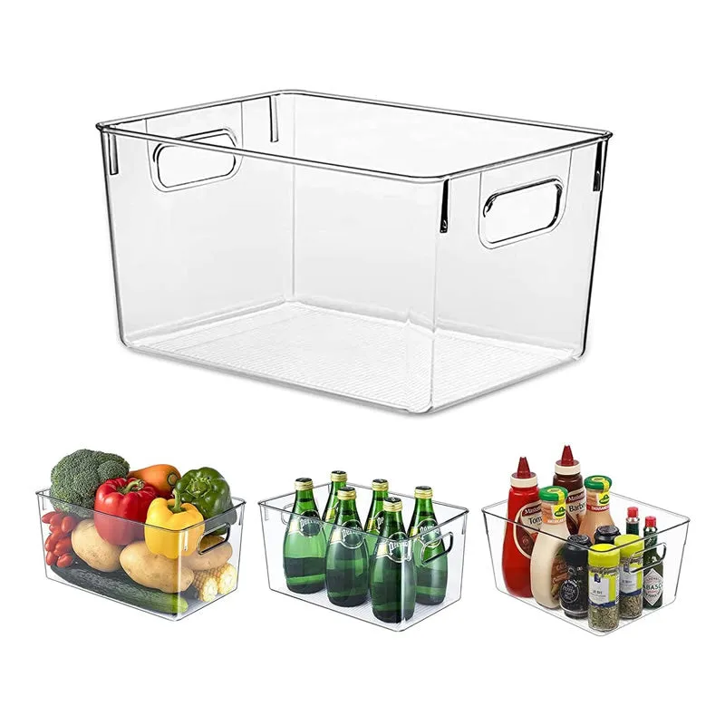 21.2 X 20.7 X 15.5Cm Transparent Stackable Storage Box With Handles Ho-001