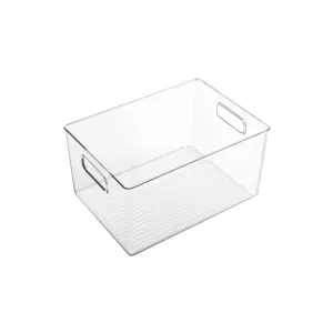 21.2 X 20.7 X 15.5Cm Transparent Stackable Storage Box With Handles Ho-001