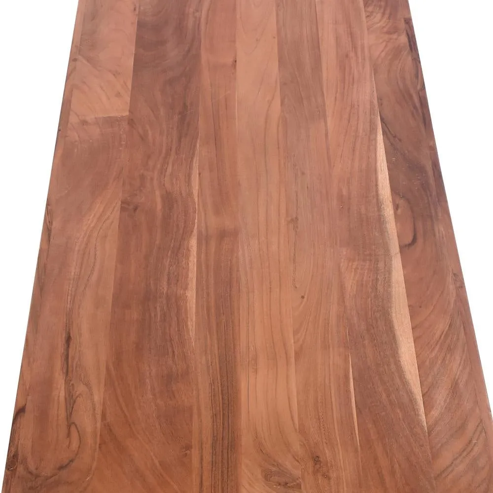 52 Inch Handcrafted Live Edge Coffee Table,  Black Iron Frame, Brown Acacia Wood By The Urban Port