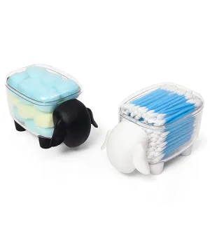 ABOUT SPACE Sheep Shape Acrylic Cotton Swab Display Storage Organizer - Pack of 2 - Black and White- 13 x 7.5 cm