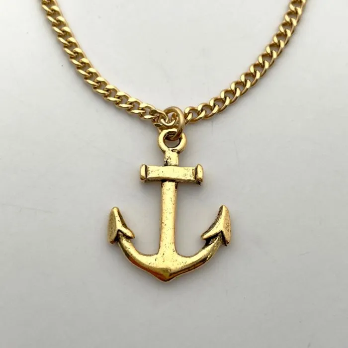 Anchor Gold Metal Finish Pendant Chain Necklace