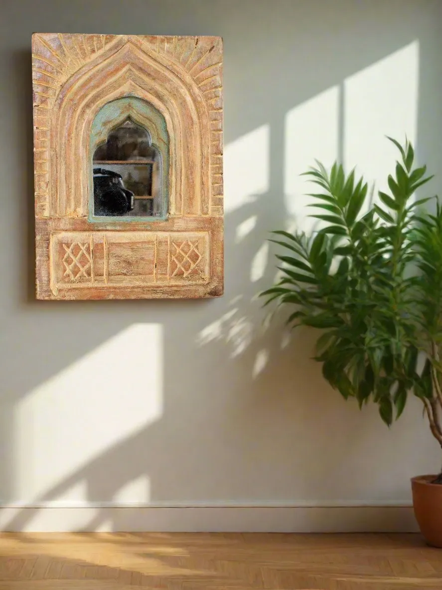 Antique Inspired Handcrafted Wooden Rustic Jharokha