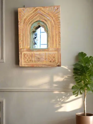 Antique Inspired Handcrafted Wooden Rustic Jharokha