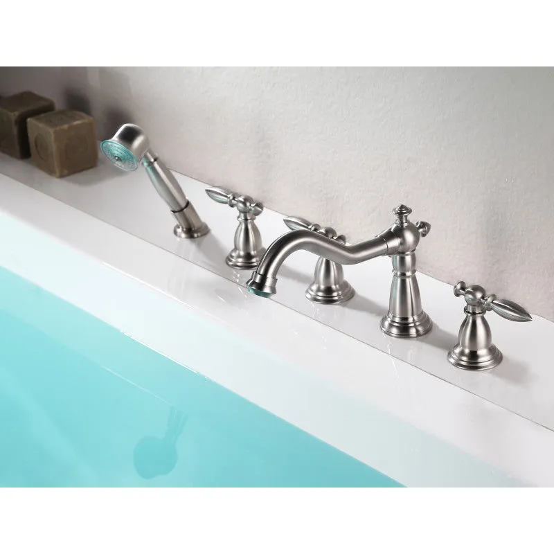 ANZZI Patriarch 2-Handle Deck-Mount Roman Tub Faucet with Handheld Sprayer