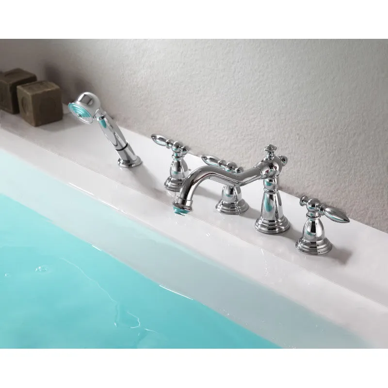 ANZZI Patriarch 2-Handle Deck-Mount Roman Tub Faucet with Handheld Sprayer