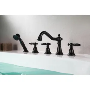 ANZZI Patriarch 2-Handle Deck-Mount Roman Tub Faucet with Handheld Sprayer