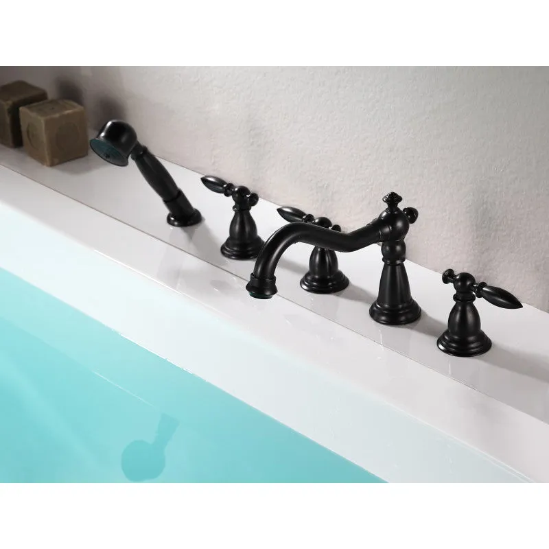 ANZZI Patriarch 2-Handle Deck-Mount Roman Tub Faucet with Handheld Sprayer