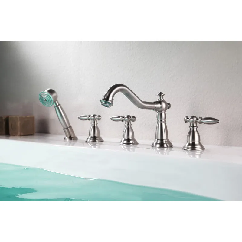 ANZZI Patriarch 2-Handle Deck-Mount Roman Tub Faucet with Handheld Sprayer