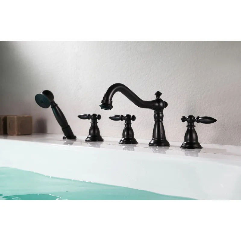 ANZZI Patriarch 2-Handle Deck-Mount Roman Tub Faucet with Handheld Sprayer