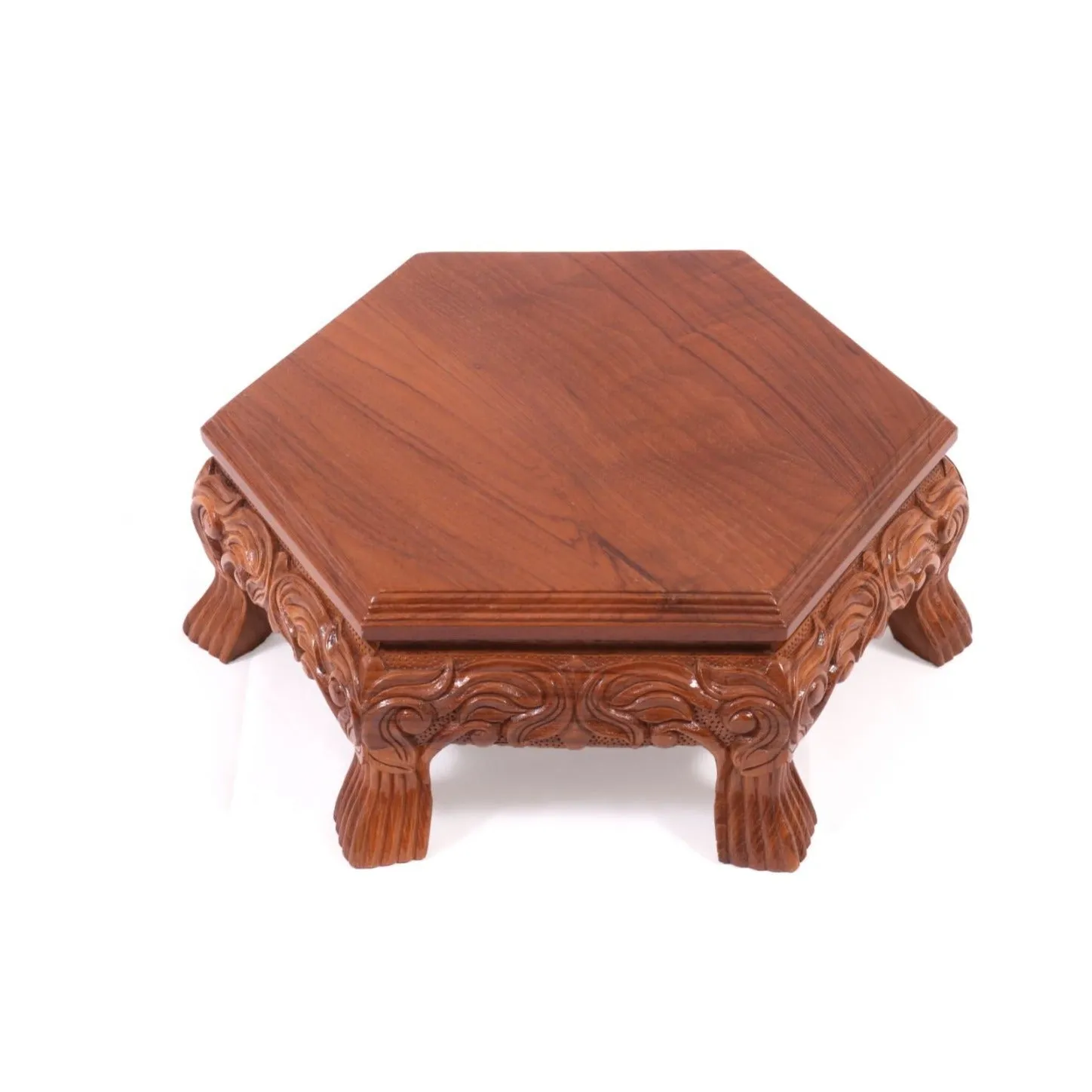 Asandika Teak Wood Hexagonal Traditional Bajot