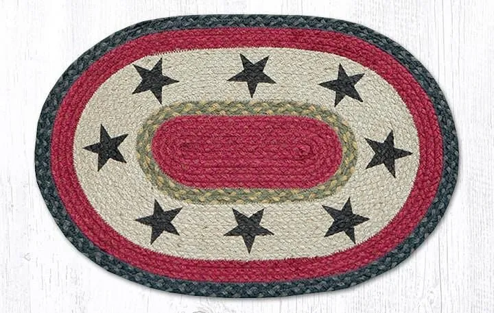Black Stars Red Oval Braided Placemat