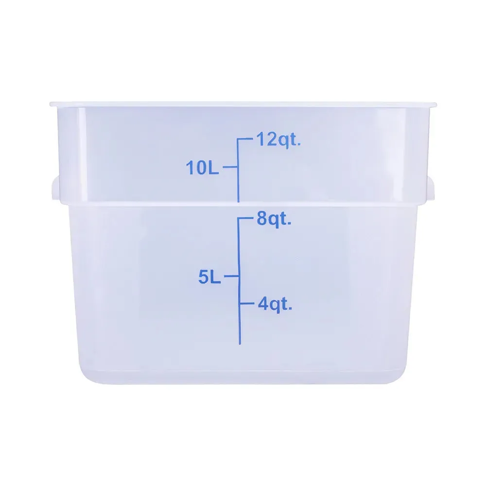 CAC China FS2P-SQ12T Food Storage CTR. Sq. PP Trans. 12QT Case of 12 Pcs