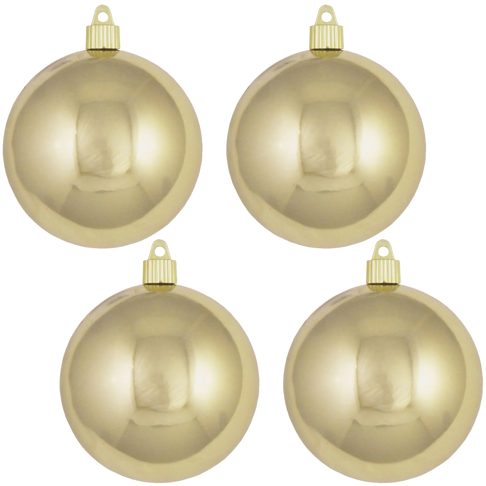Christmas By Krebs 4" (100mm) Shiny Gilded Gold [4 Pieces] Solid Commercial Grade Indoor and Outdoor Shatterproof Plastic, UV and Water Resistant Ball Ornament Decorations