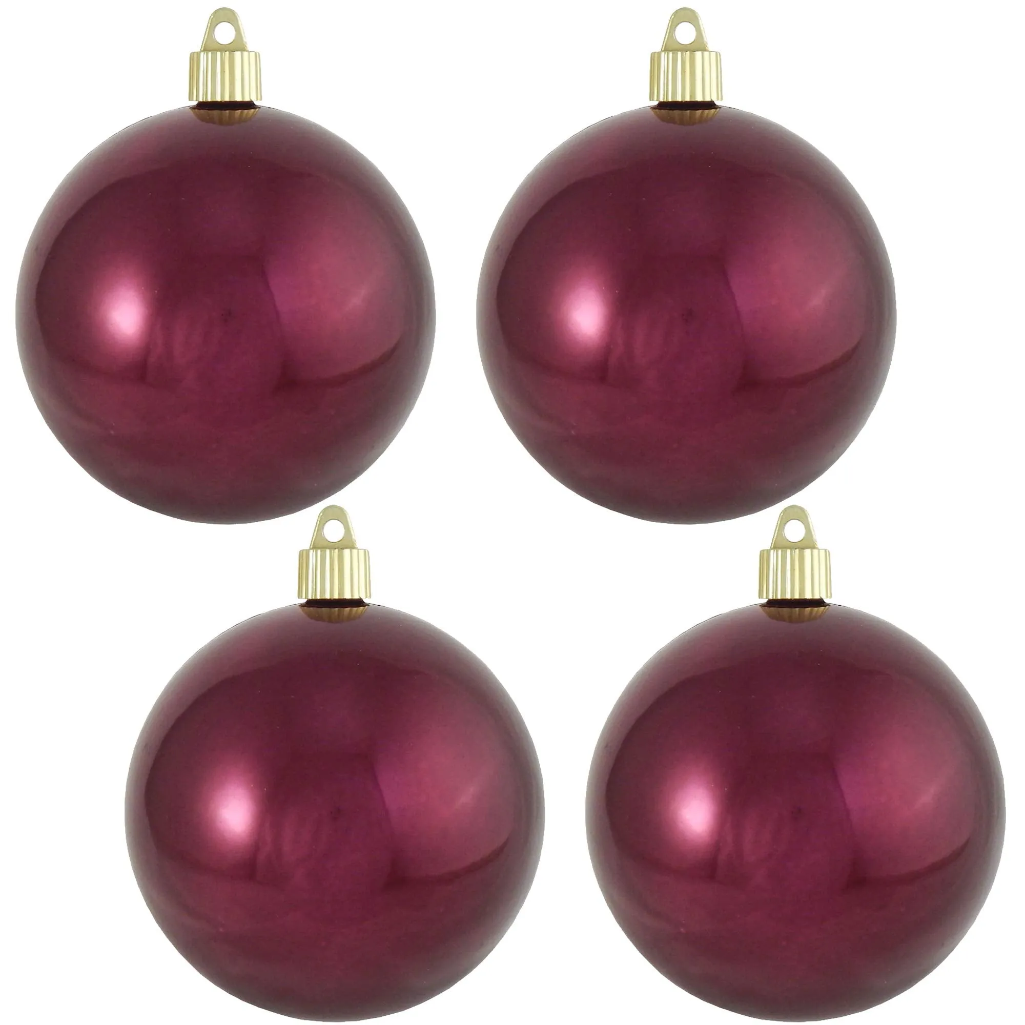 Christmas By Krebs 4" (100mm) Shiny Merlot Red [4 Pieces] Solid Commercial Grade Indoor and Outdoor Shatterproof Plastic, UV and Water Resistant Ball Ornament Decorations