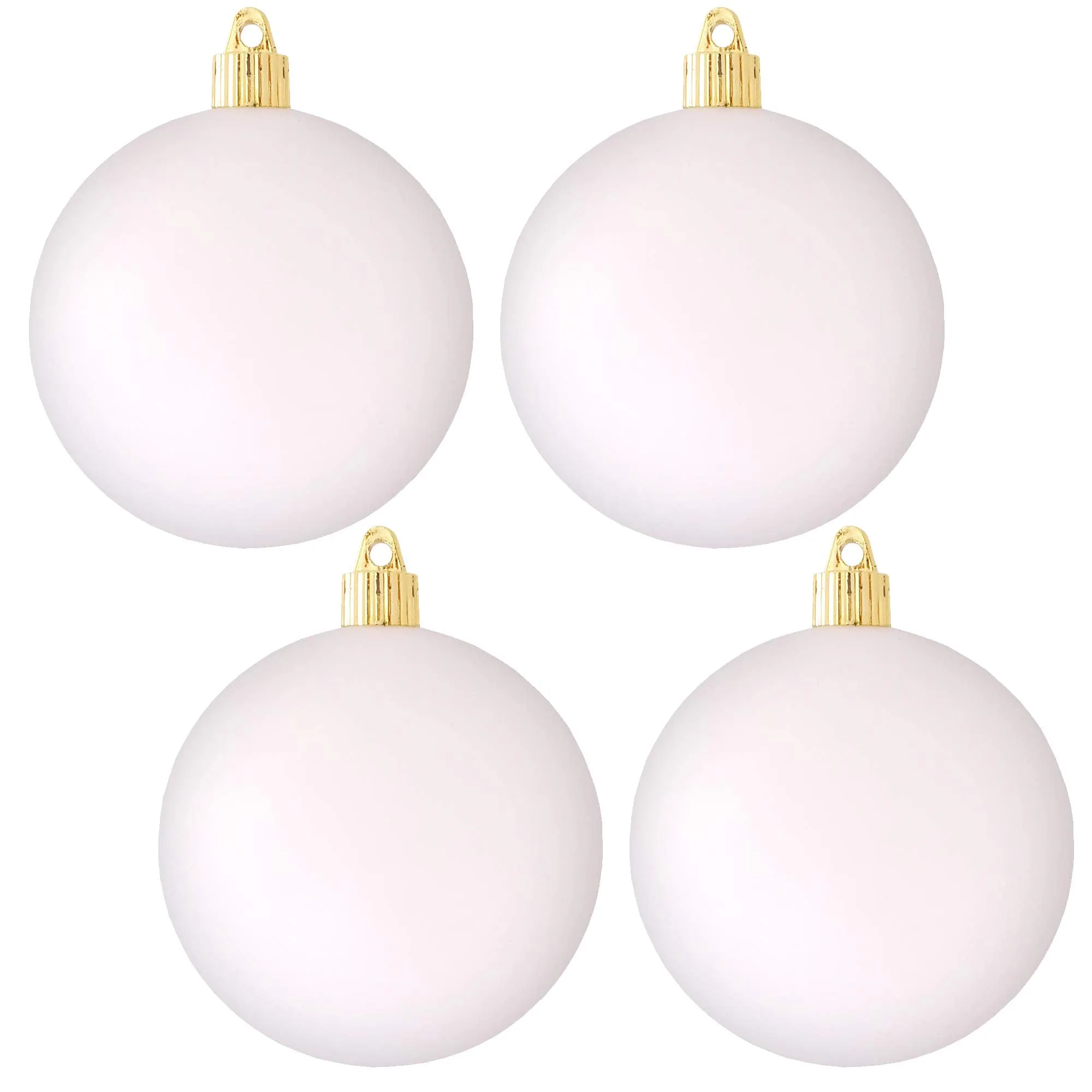 Christmas By Krebs 4" (100mm) Velvet Cloud White [4 Pieces] Solid Commercial Grade Indoor and Outdoor Shatterproof Plastic, UV and Water Resistant Ball Ornament Decorations