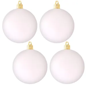 Christmas By Krebs 4" (100mm) Velvet Cloud White [4 Pieces] Solid Commercial Grade Indoor and Outdoor Shatterproof Plastic, UV and Water Resistant Ball Ornament Decorations