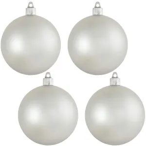 Christmas By Krebs 4" (100mm) Velvet Dove Gray [4 Pieces] Solid Commercial Grade Indoor and Outdoor Shatterproof Plastic, UV and Water Resistant Ball Ornament Decorations