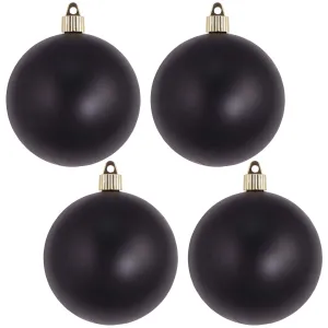Christmas By Krebs 4" (100mm) Velvet Soot Black [4 Pieces] Solid Commercial Grade Indoor and Outdoor Shatterproof Plastic, UV and Water Resistant Ball Ornament Decorations
