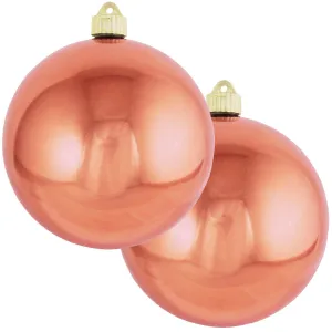 Christmas By Krebs 6" (150mm) Shiny Two Cents Copper [2 Pieces] Solid Commercial Grade Indoor and Outdoor Shatterproof Plastic, UV and Water Resistant Ball Ornament Decorations