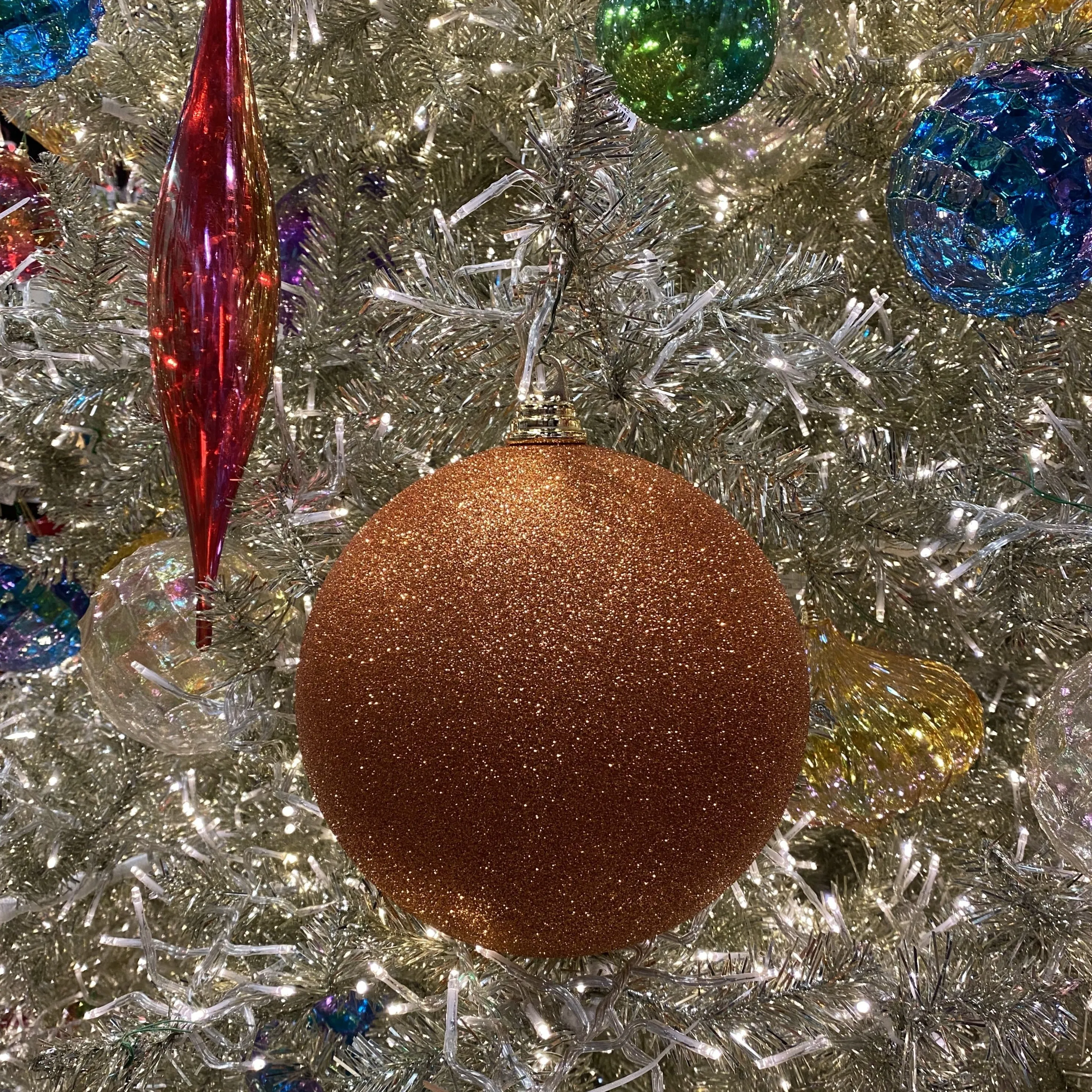 Copper Glitter Ball Ornament, 6"