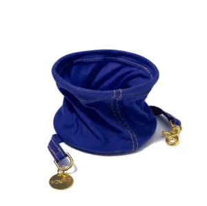 Cotton Canvas Collapsible Travel Dog Water Bowl Bright Blue