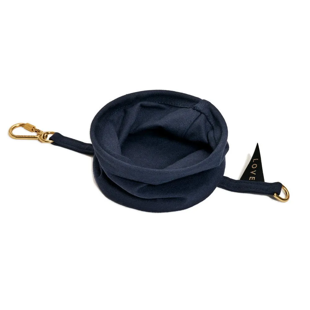 Cotton Canvas Collapsible Travel Dog Water Bowl Midnight