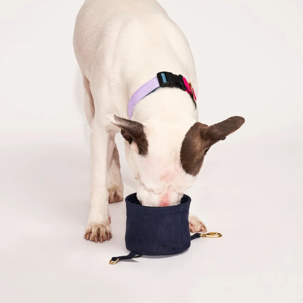 Cotton Canvas Collapsible Travel Dog Water Bowl Midnight
