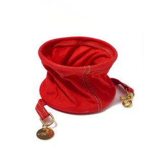 Cotton Canvas Collapsible Travel Dog Water Bowl Red