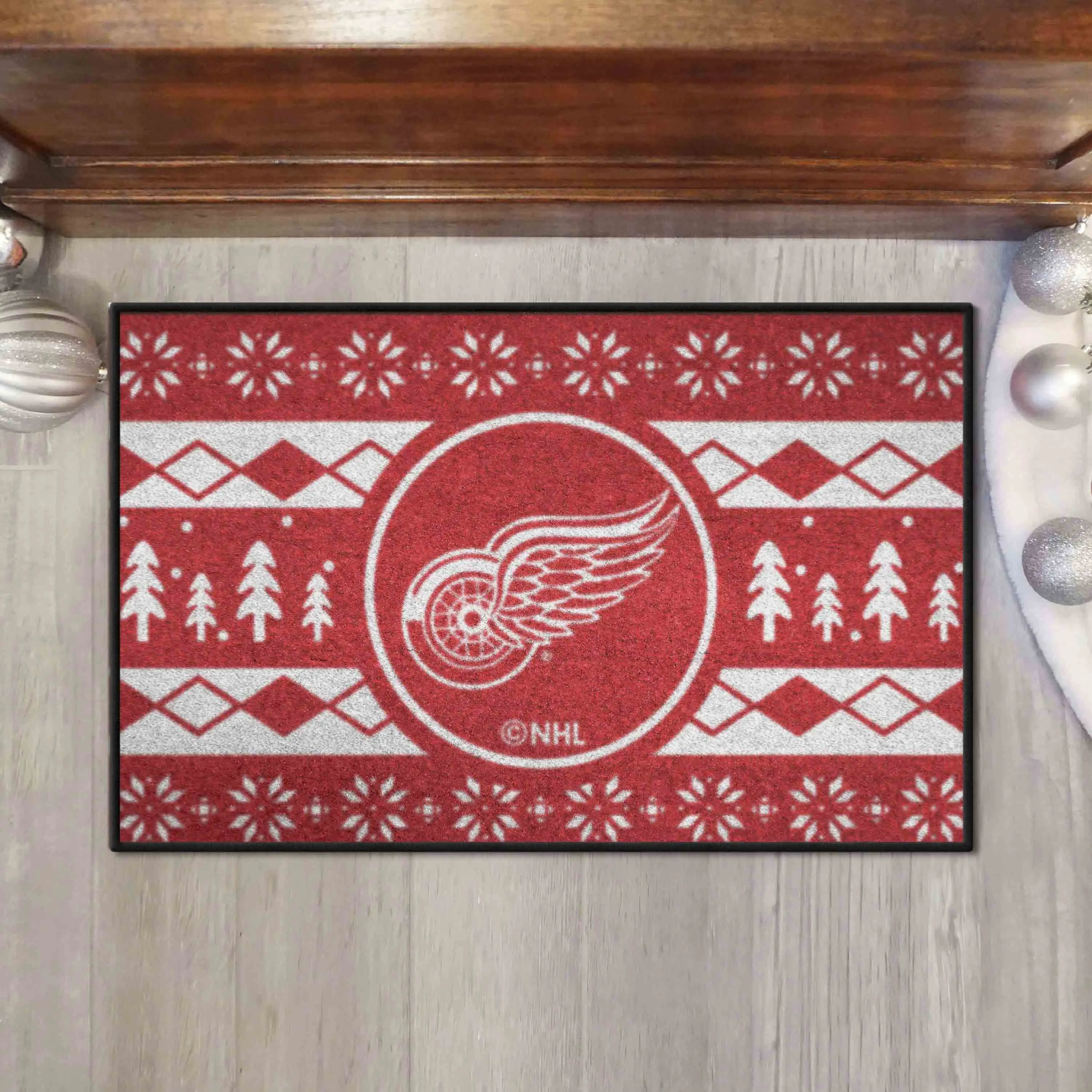 Detroit Red Wings Holiday Sweater Starter Mat Accent Rug - 19in. x 30in.