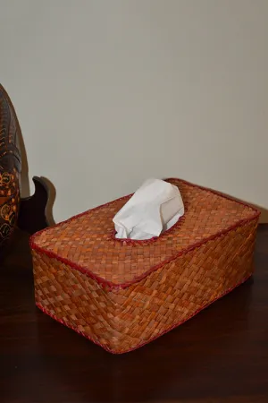 Dharini Screw Pine Rectangular Tissue Box Mustard