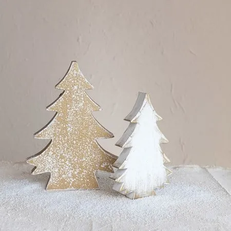 Distressed White or Gold Wooden Christmas Tree