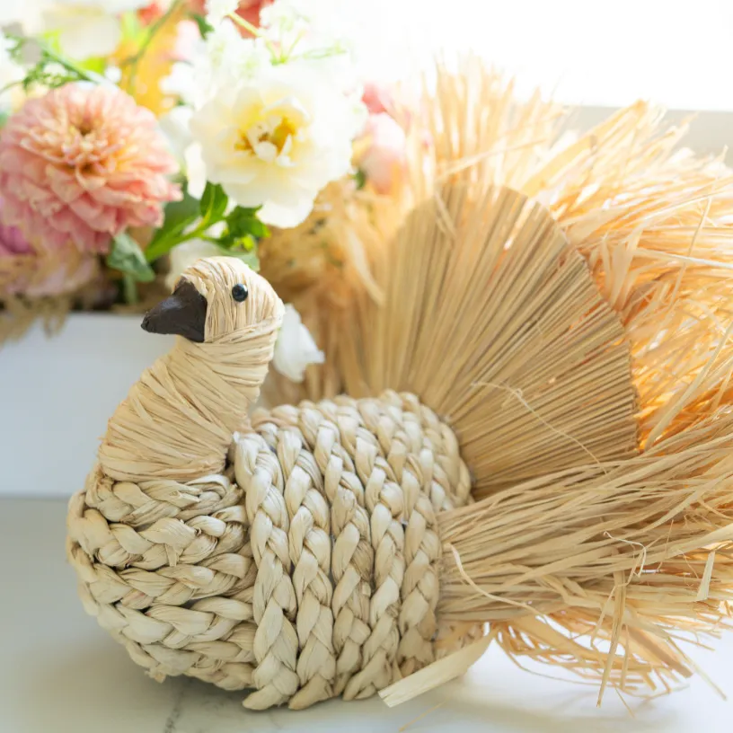 DRIED CORN HUSK TURKEY DECORATION