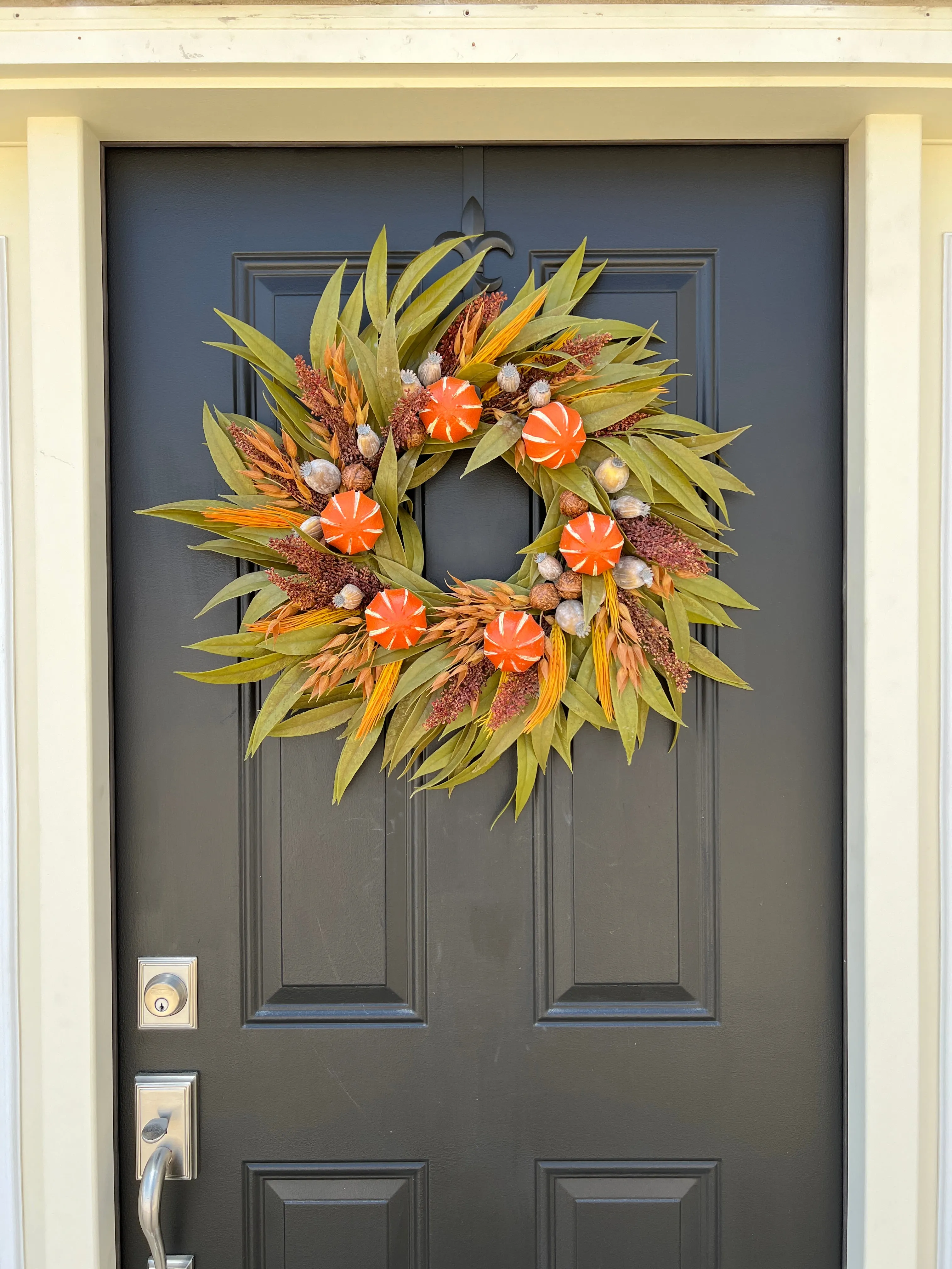 Fall Oranges, Gourds and Bay Leaf Wreath