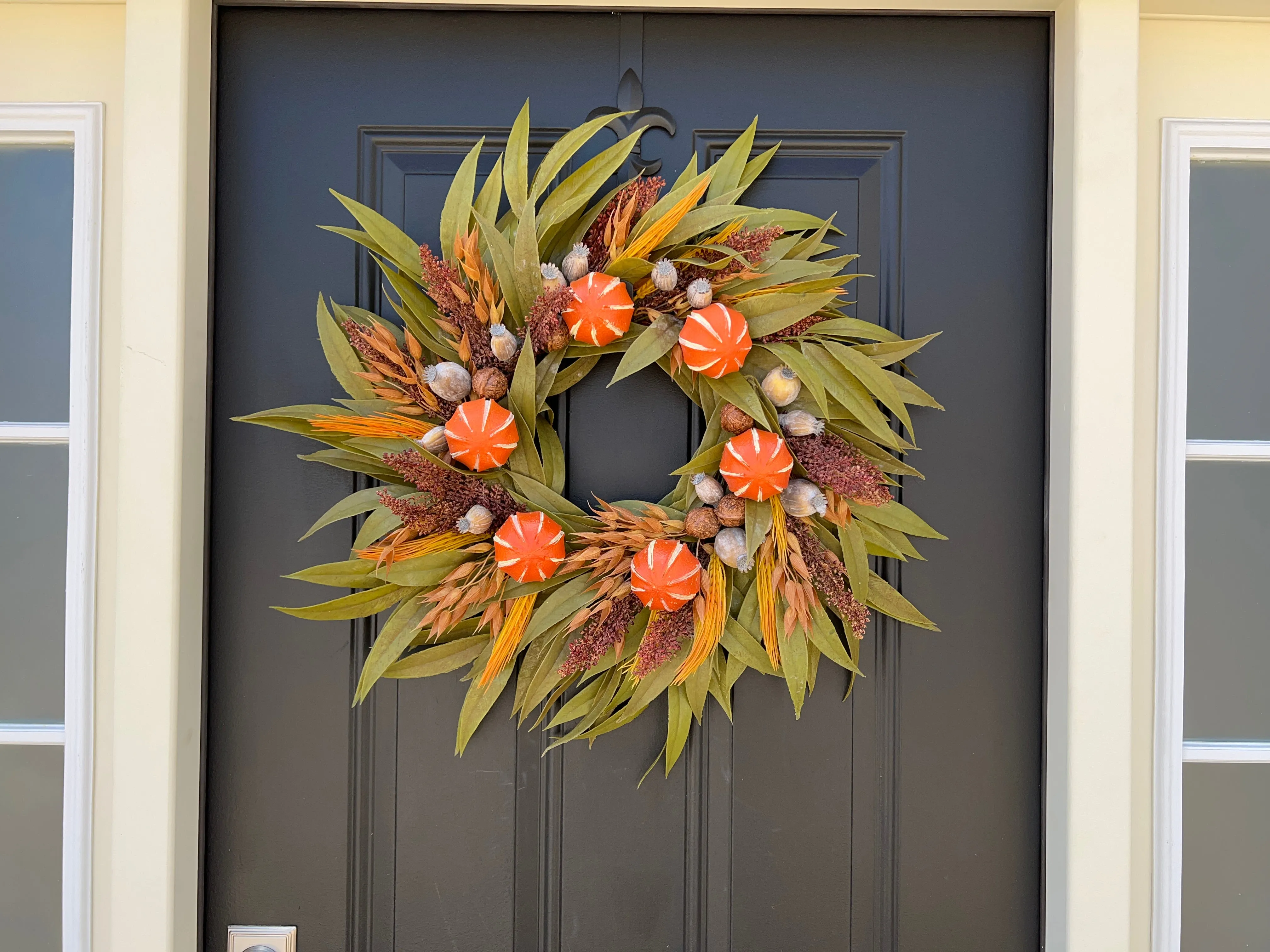Fall Oranges, Gourds and Bay Leaf Wreath