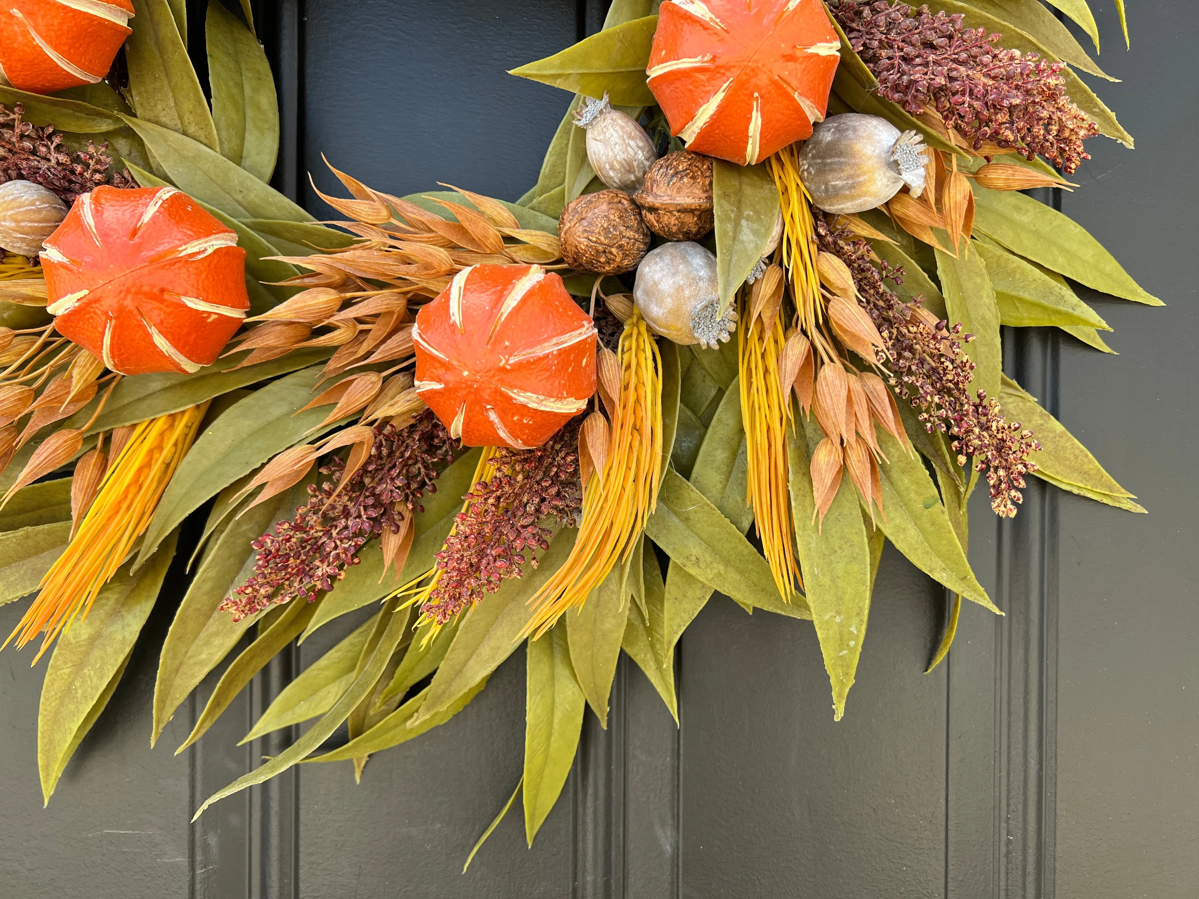 Fall Oranges, Gourds and Bay Leaf Wreath