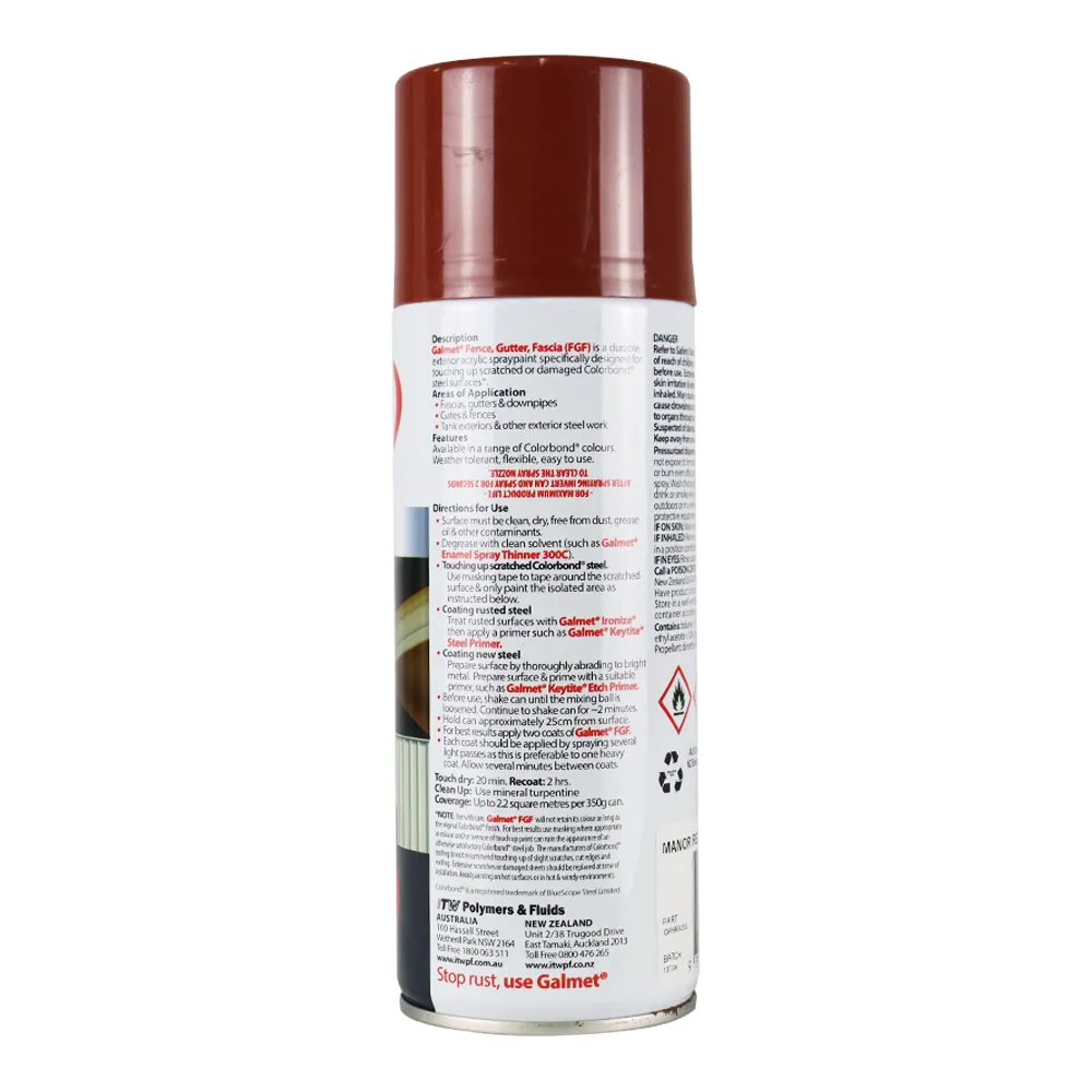 GALMET Fence Gutter Fascia FGF Colorbond 350g Spray Paint Aerosol Manor Red