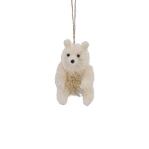 Gisela Graham White Bristle Bear Hanging Decoration