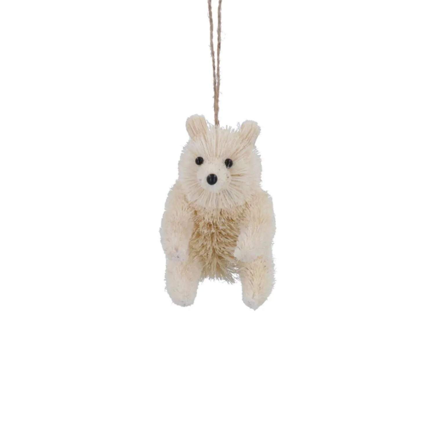 Gisela Graham White Bristle Bear Hanging Decoration