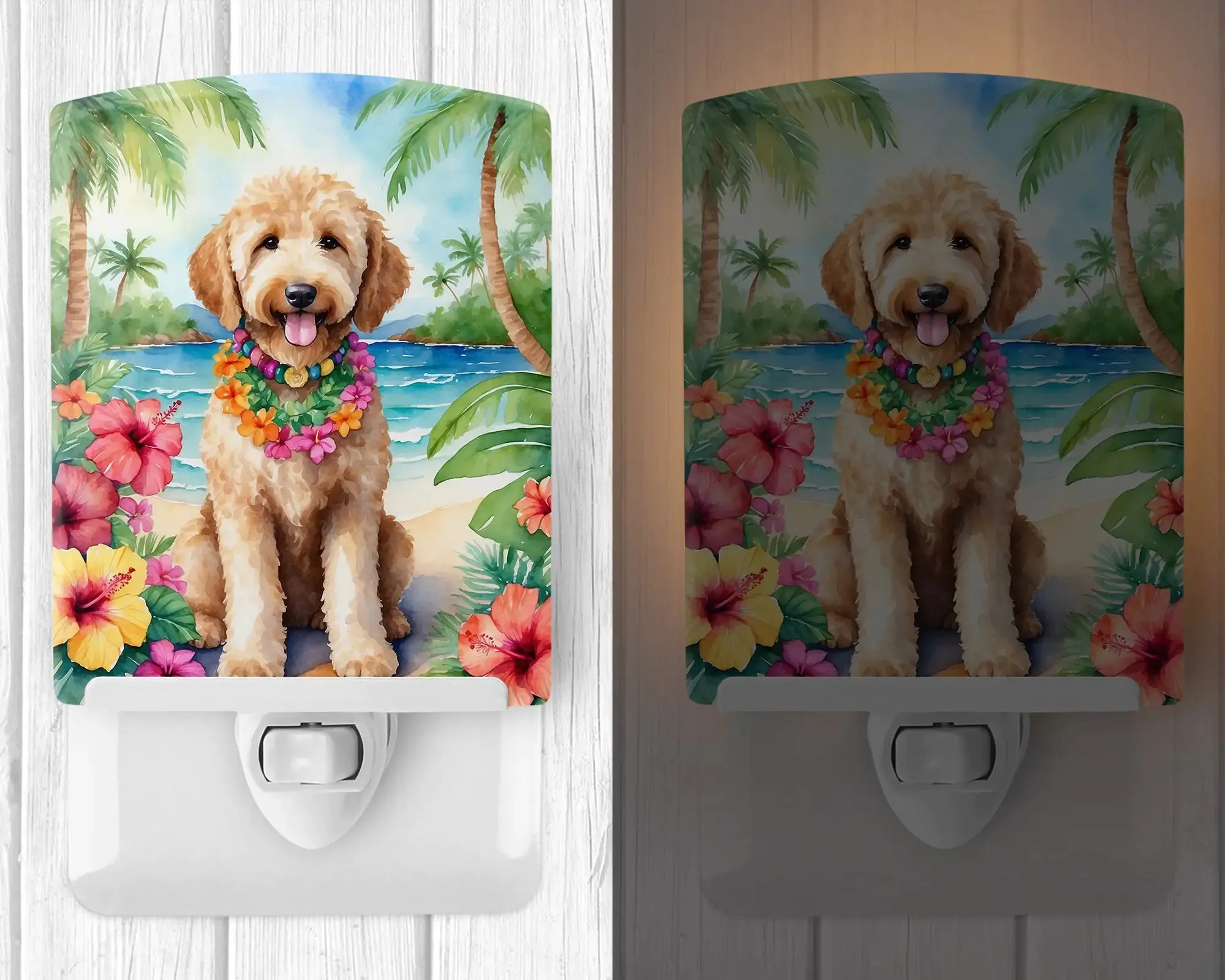 Goldendoodle Luau Ceramic Night Light