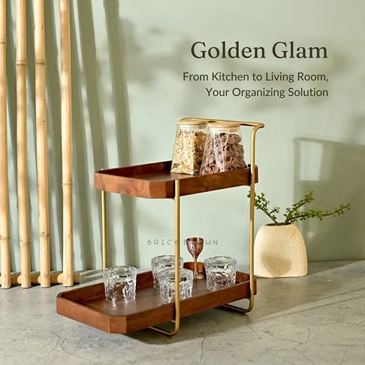 Handcrafted Homeydo 2 Tier Wooden Organizer