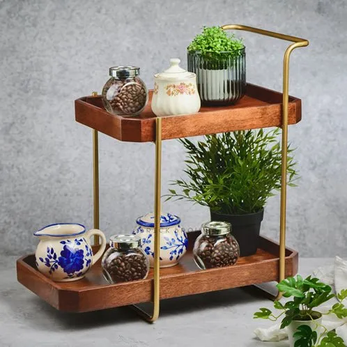 Handcrafted Homeydo 2 Tier Wooden Organizer