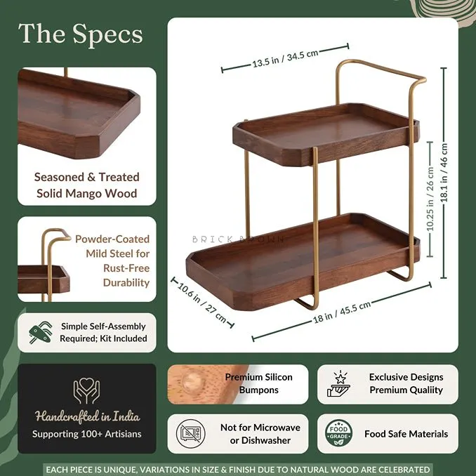 Handcrafted Homeydo 2 Tier Wooden Organizer