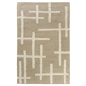 Handwoven Striped Geoblend Rug in Natural/Ivory