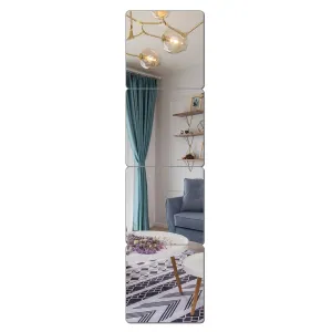 JEOYOO Wall Mirror Full Length, on Door Mirror, Cheap Mirror Acrylic, shatterproof Mirror Gym Mirrors for Home Gym, 8"X8"-4 Pcs, Workout Non Glass Mirrors for Bedroom, Over Door Mirror, Kids Mirror