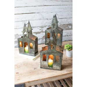 Kalalou recycled metal church luminary Set of 6 - A6107