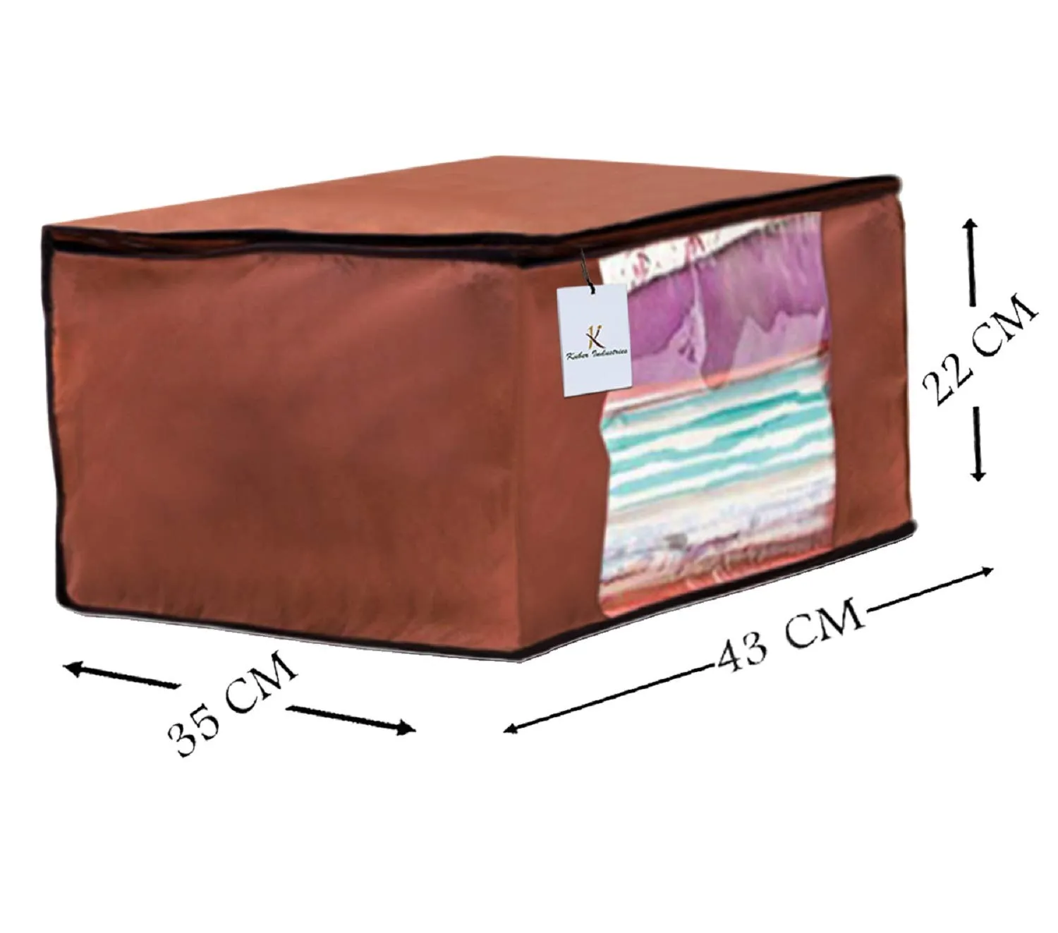 Kuber Industries 3 Piece Non Woven Fabric Saree Cover Set with Transparent Window, Extra Large, Dark Brown-CTKTC23767
